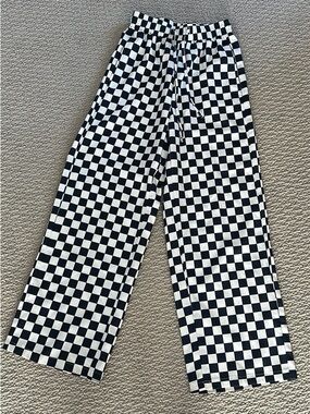 Black & White Checkered Wide Leg Pants